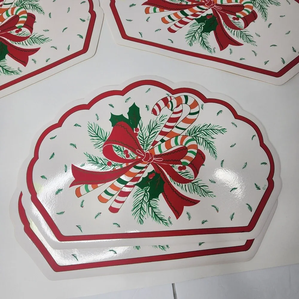 Town & Country Vinyl 1980s Christmas Table Placemats 6- 18